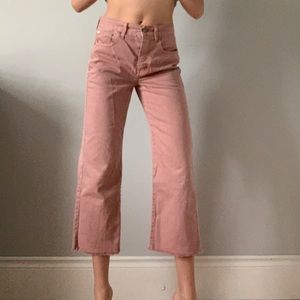 Wide leg cream/pink jeans